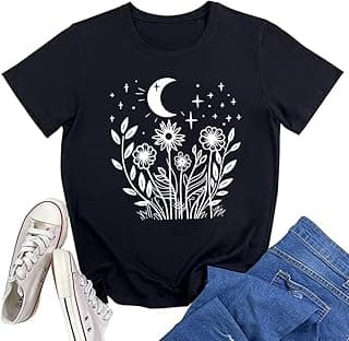 Vintage Floral Moon Graphic T-Shirt