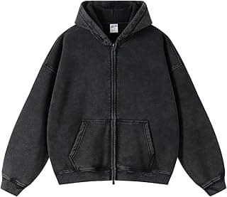 Vintage Acid Wash Oversized Hoodie Jacket