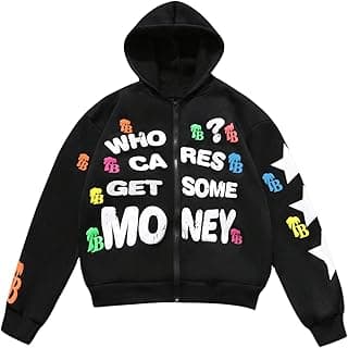 Men's Letter Graphic Zip Up Hoodie