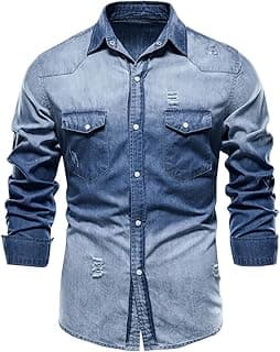 Casual Slim Fit Denim Button-Down Shirt