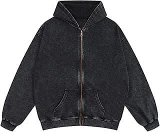 Mens and Womens Acid Wash Zip-Up Hoodie