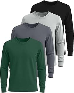 Men's Cotton Long Sleeve Crew Neck T-Shirt