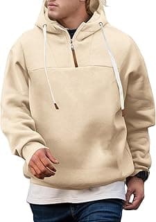 Fashion Drawstring Quarter Zip Hoodie Men