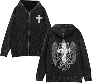 Gothic Cross Zip Hoodie for Men