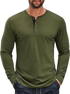 Men's Long Sleeve Henley Shirts Cotton T-Shirts
