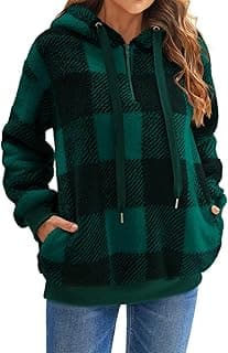 Warm Sherpa Fleece Plaid Hoodie for Women