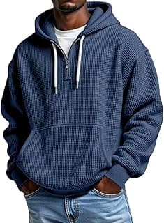 Mokaloha Mens Sweatshirt Quarter Zip Waffle Hoodie
