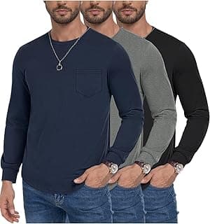 Men's Cotton Long Sleeve T-Shirt 3-Pack