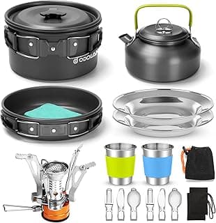 Odoland Camping Cookware Set with Folding Stove